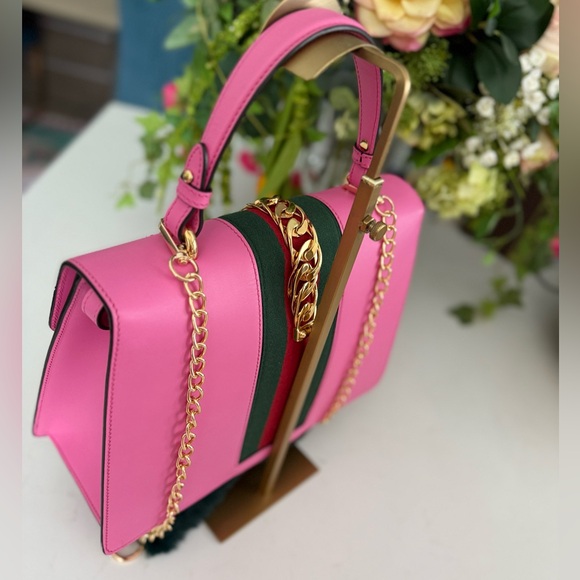 GUCCI Medium Sylvia Top Handle Bag in Pink ~ Excellent Condition w/cards - Picture 14 of 16